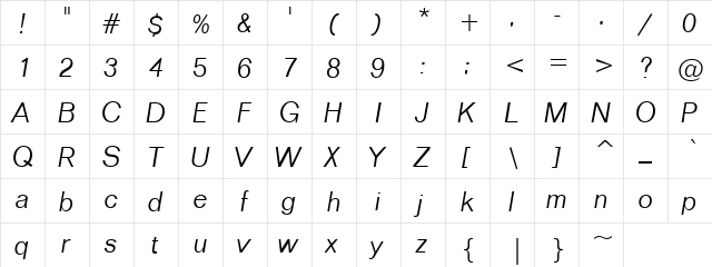 Folder Ni Jana Regular  glyph index