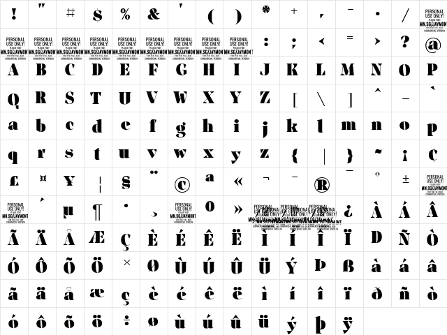 Jaymont PERSONAL Black  glyph index