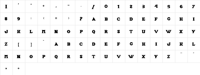 ALFRED LA MOULLE Regular  glyph index