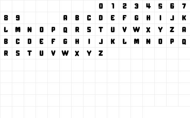 CF Revenge Regular  glyph index