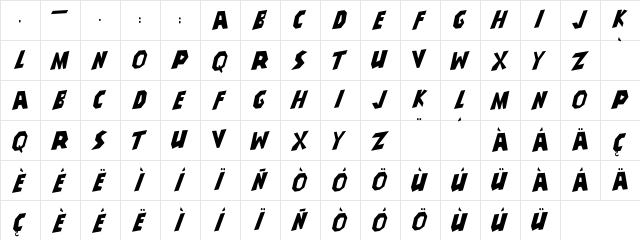 JMH Super Science Regular  glyph index