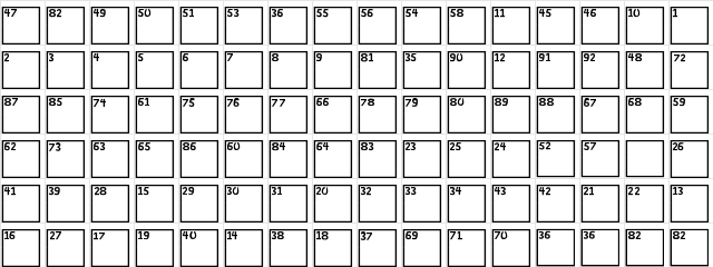 New Regular  glyph index