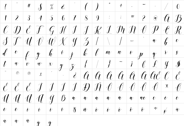 Wellcome Regular  glyph index