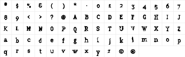 Grudge Regular  glyph index