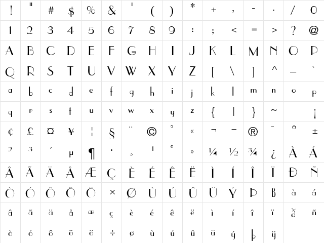 DeusenburgSSK Regular  glyph index