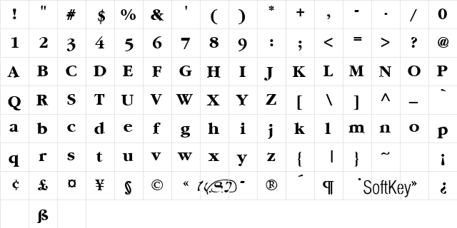 Amethyst Bold Bold  glyph index