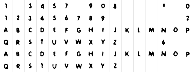 Dangerously Bold Regular  glyph index