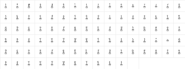 LD Potted Regular  glyph index
