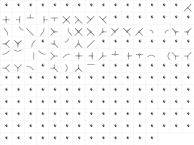 Routes B Regular  glyph index