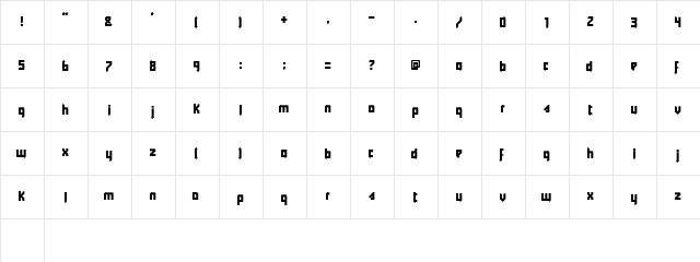 Y2K Friendly Future Regular  glyph index