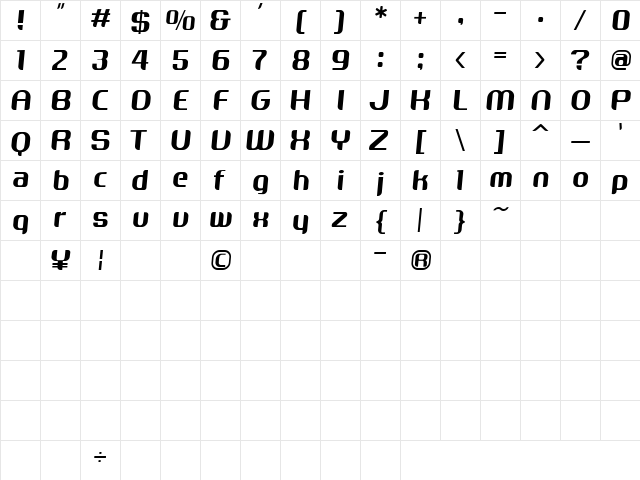 Cameliaregular Regular  glyph index
