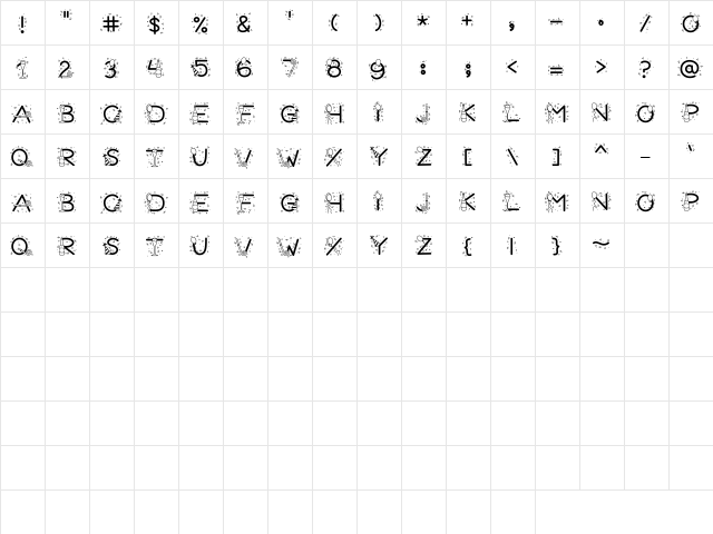 LD Party Time Regular  glyph index
