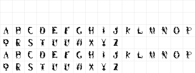 Bizarro Regular  glyph index