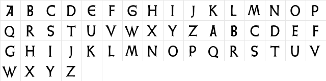 AlcadeCapsSSK Bold  glyph index