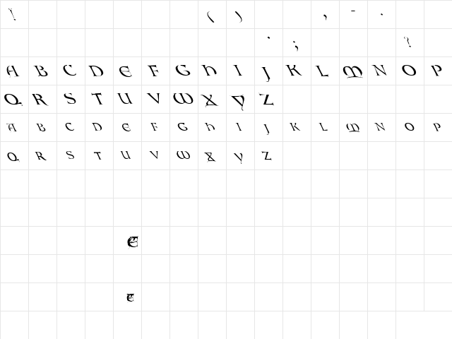 Lombardic Leftie Regular  glyph index