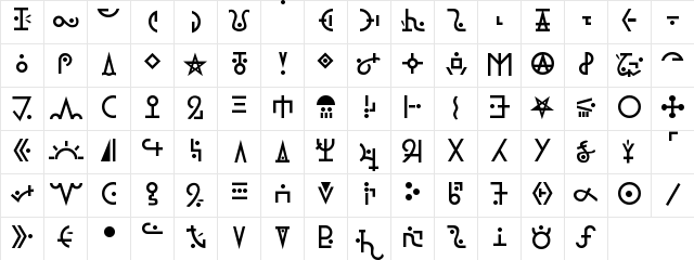 Ch`Launo Regular  glyph index