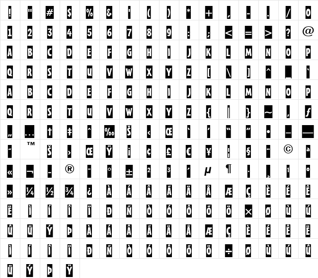 a_FrudgerCm Regular  glyph index