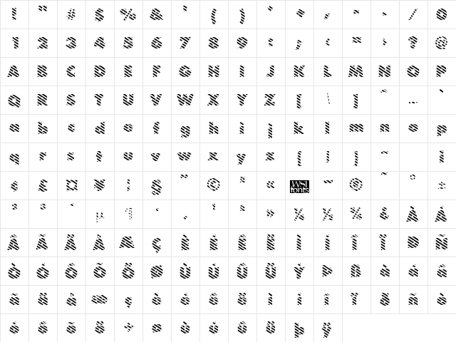 BarberPole Regular  glyph index