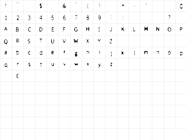 Froufrou Regular  glyph index