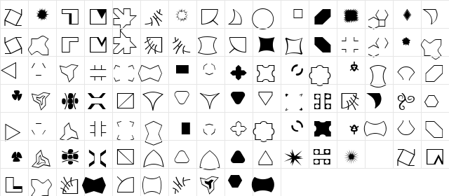 Creativ Regular  glyph index