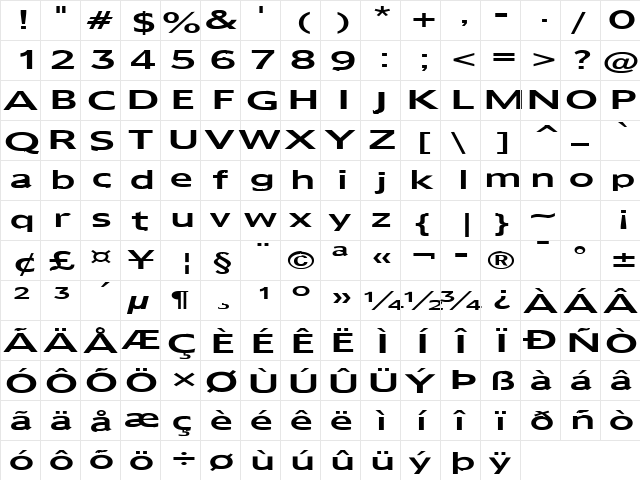 Rain Song 9 Regular  glyph index