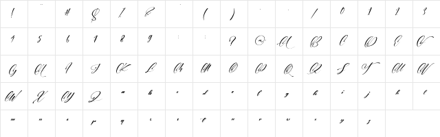 Wedding Party Regular  glyph index