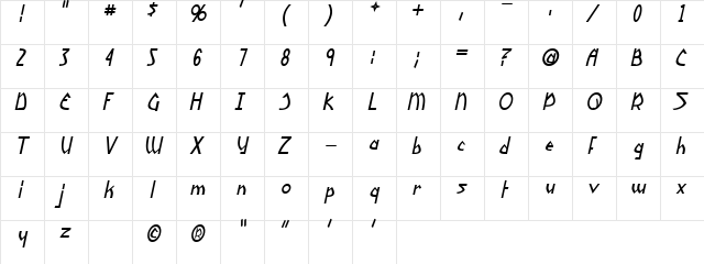 Yoshitoshi Italic  glyph index
