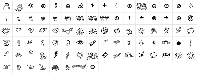 F2FSimbolico LT Std Regular  glyph index