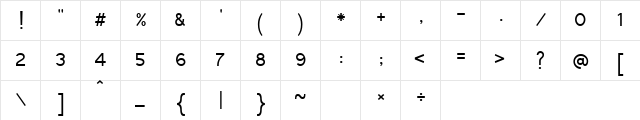 Tunga Regular  glyph index