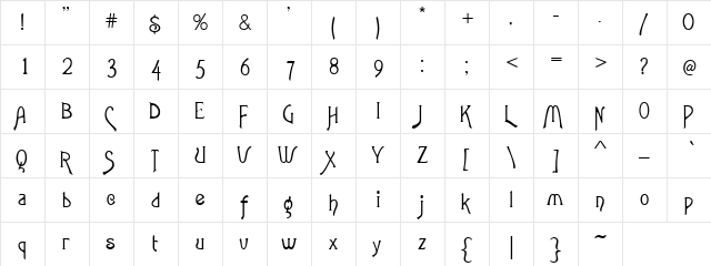 Black Magic Regular  glyph index