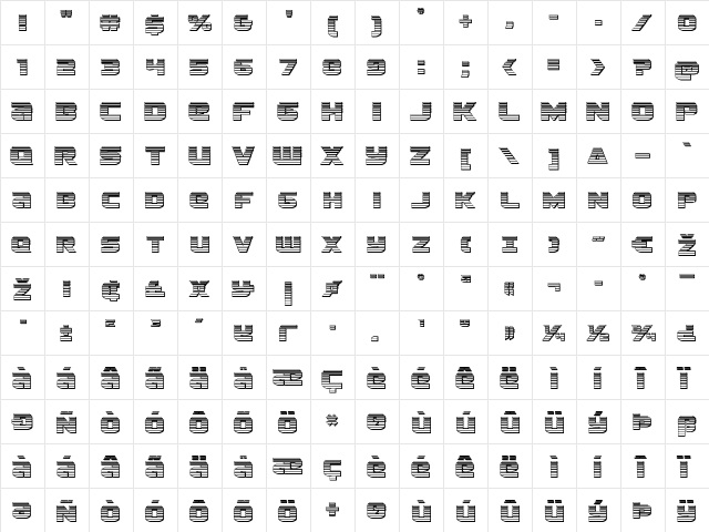 Terran Chrome Regular  glyph index