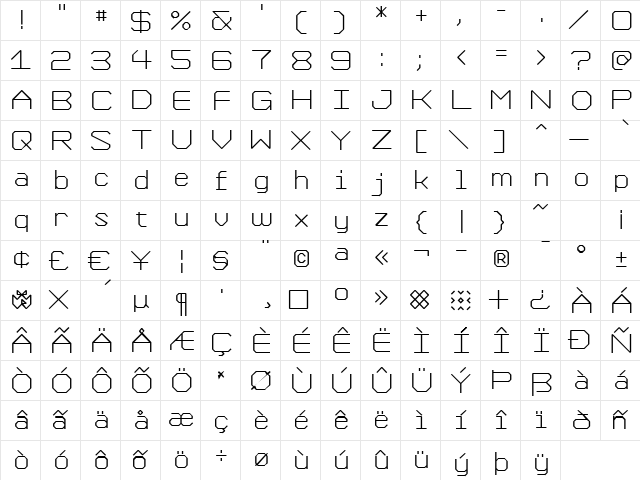 Formation SemiBold  glyph index