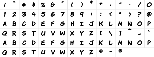 VTCKomixationHandBold Regular  glyph index