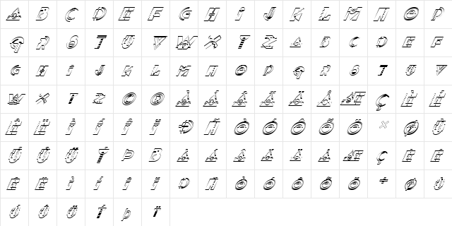 FZ UNIQUE 36 HOLLOW ITALIC Normal  glyph index
