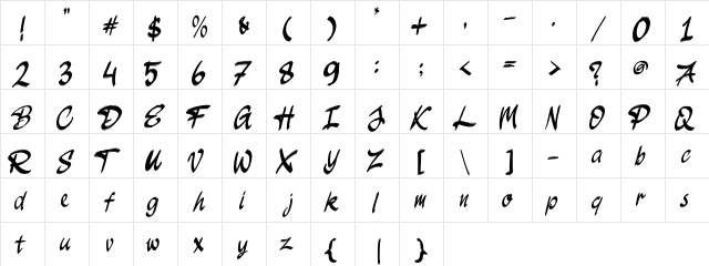JakAs Regular  glyph index