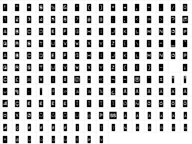 MyStuffSCapsSSK Regular  glyph index