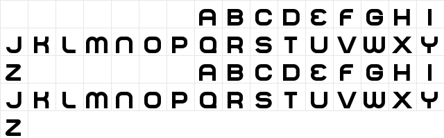 NORMAL Regular  glyph index