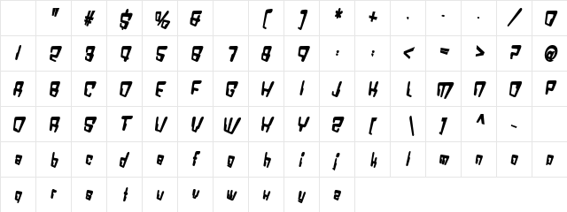 Bablio Plus Regular  glyph index
