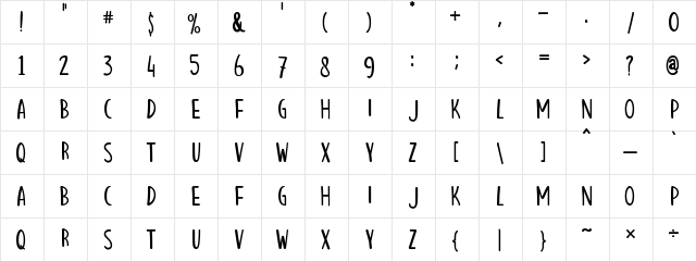 Hello Mozza Regular  glyph index