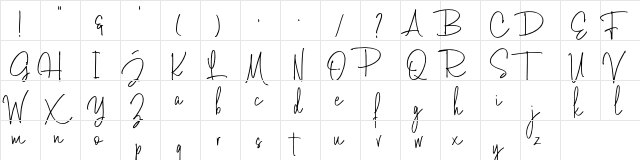 Tosca Beauty Demo Regular  glyph index