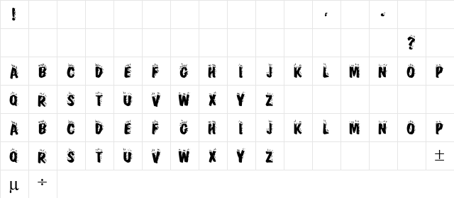 Crackling Regular  glyph index
