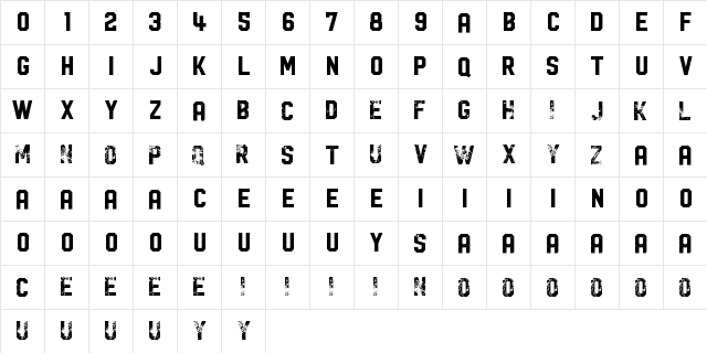 Vtks Propaganda Regular  glyph index