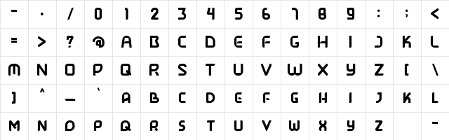Monta Regular  glyph index