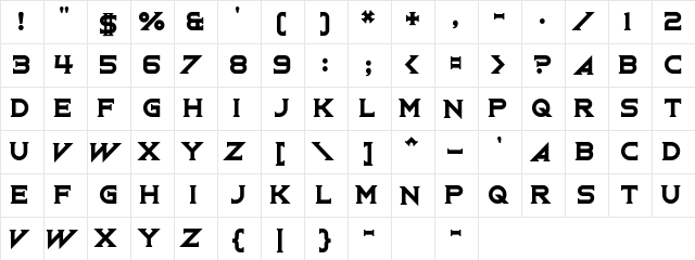 Oxen Crossbow Regular  glyph index