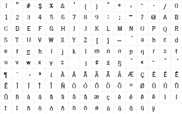 NewsGotTRegRe1 Regular  glyph index