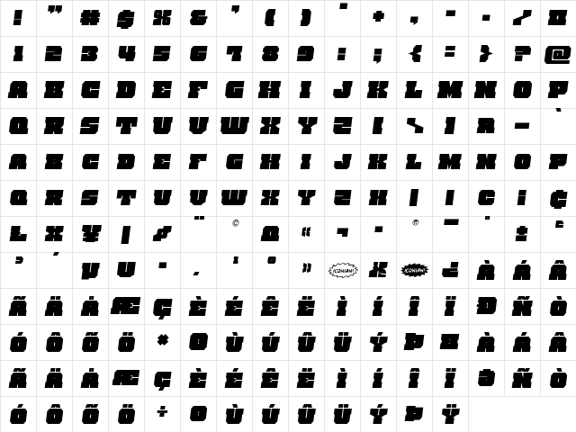 Kittrick Semi-Italic Semi-Italic  glyph index