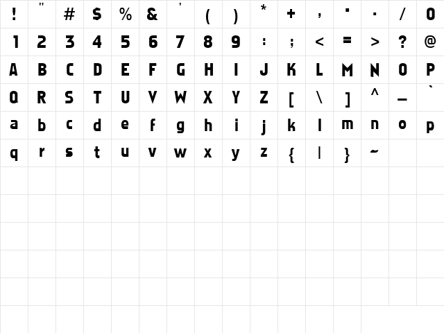 Droyer 1 Regular  glyph index