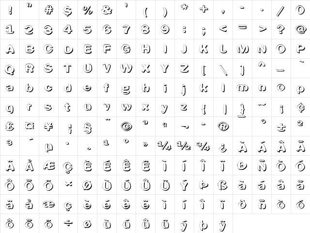 Clearblock circular - 3DFX Regular  glyph index