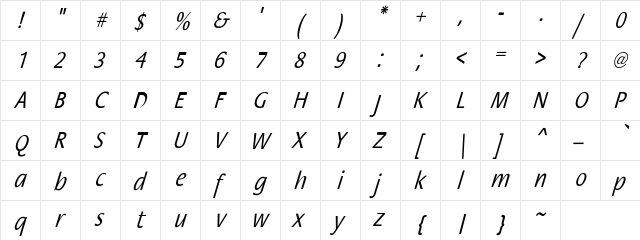 StackCndObl-Nor Regular  glyph index