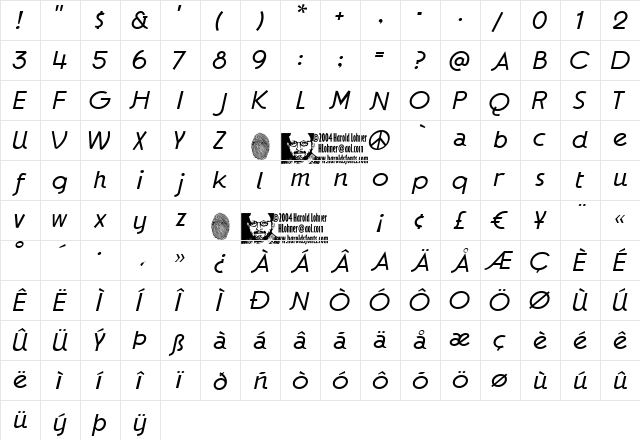 GaumontLight Italic Regular  glyph index